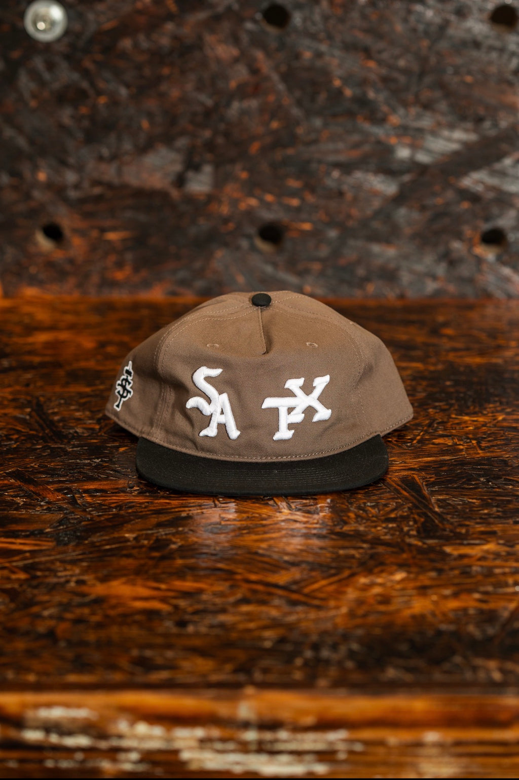 SATX flat bill cap (brown + white)