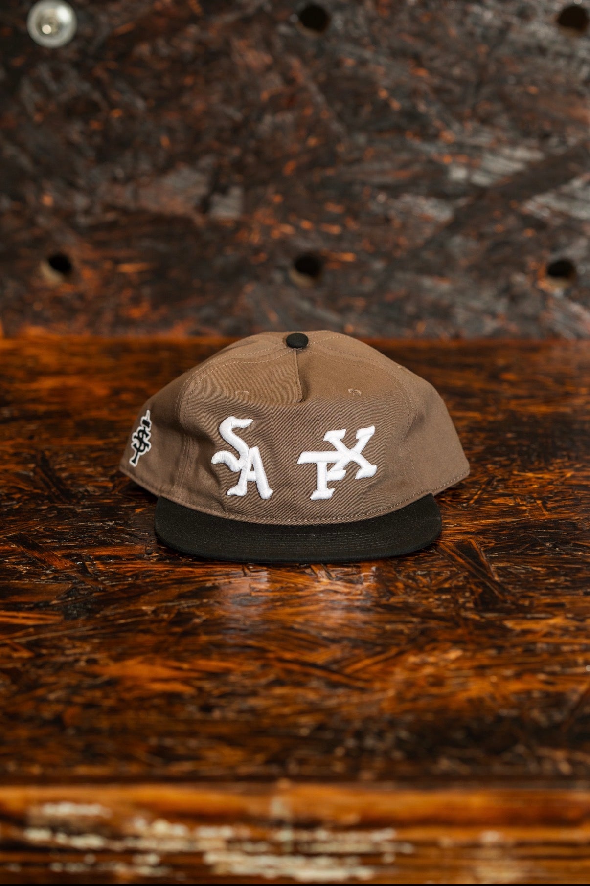 SATX flat bill cap (brown + white)