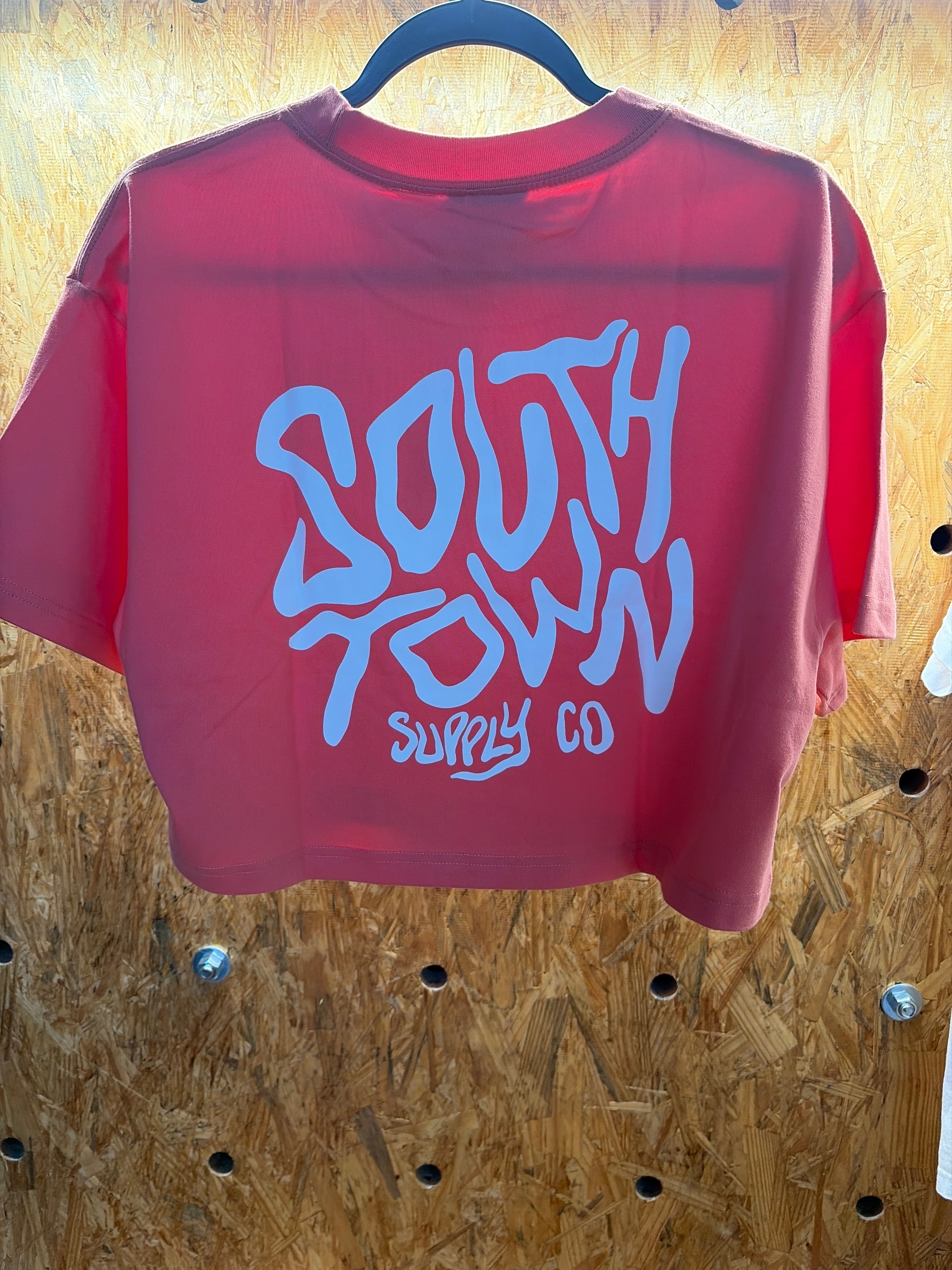 Southtown wavy crop peach/white